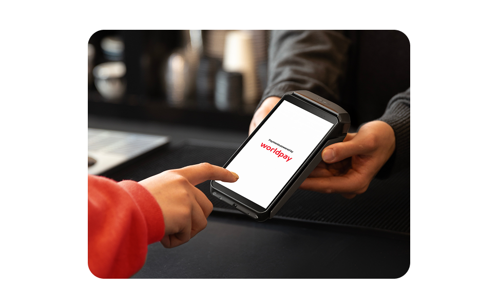 Worldpay mobile card machine accepting a contactless payment